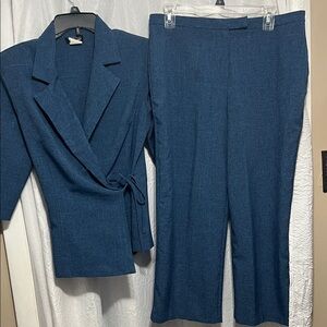 Chic Women's Blue Heathered Pantsuit